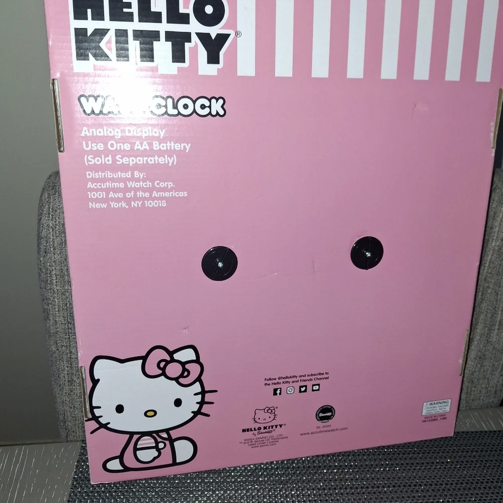 Hello Kitty Pink and Blue Striped Wall Clock